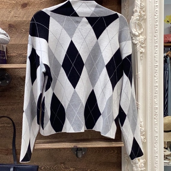 Anthropologie x Maeve Cary’s Mock Neck Argyle Pullover Sweater Size Medium - Picture 5 of 11